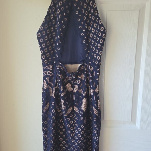 Bardot Mini Lace Dress XS Navy Mila Lace Dress Strapless Mini - Picture 5 of 6